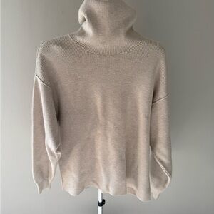 Free People Soft Beige Turtleneck Sweater